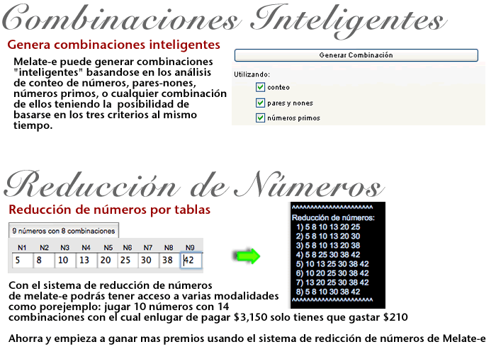 Combinaciones inteligentes. Reducción de Números