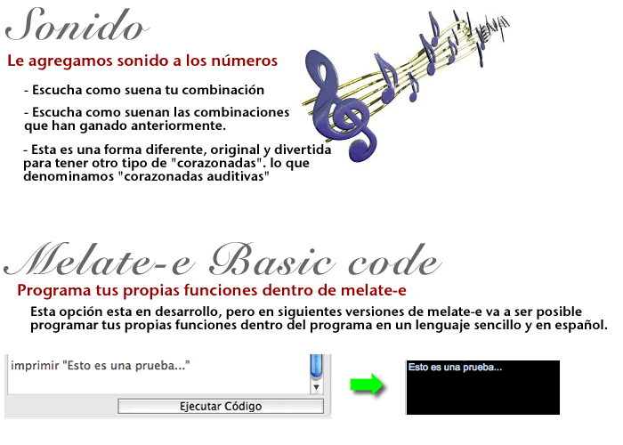Sonido: le agregamos sonidos a los números. Melate-e Basic code: programa tus propias funciones dentro de melate-e